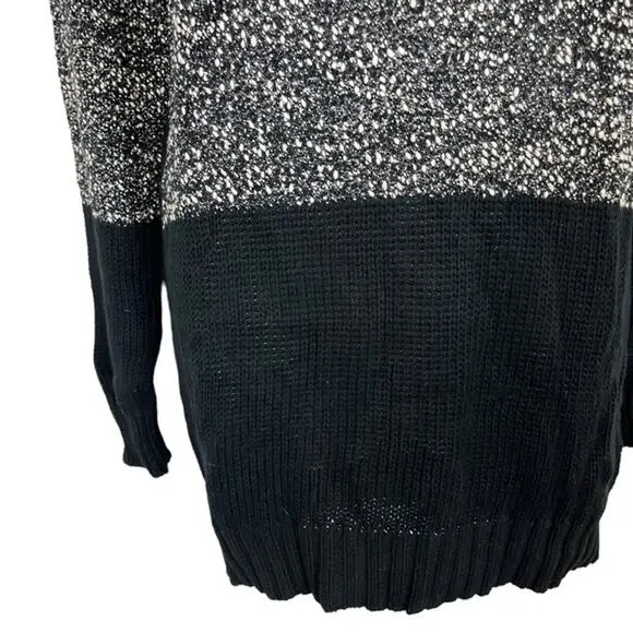 French Connection Women's 100% Cotton Tweed Long Line Gray Black Sweater sz M - Picture 4 of 12